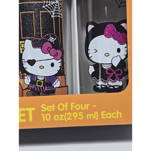 HELLO KITTY HALLOWEEN Set Of Four 10 oz(295 ml) Each Glass Cups - Picture 6 of 10